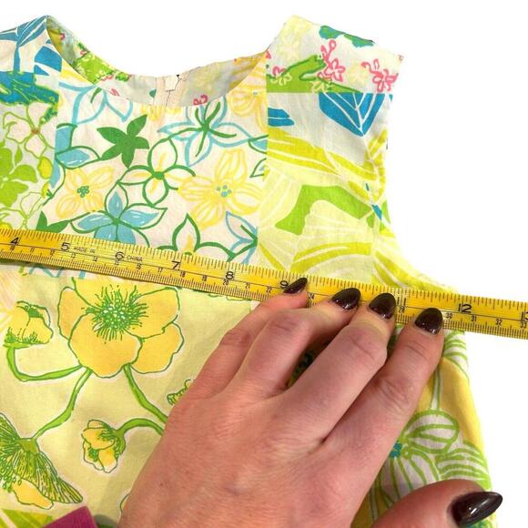 Lilly Pulitzer Girls Size 4 Cotton Floral Print Patchwork Shift Dress Yellow - Picture 8 of 13